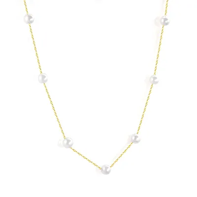 Luxkisskids – collier en fausse perle 6mm pour femmes, chaîne à maillons, ras du cou, bijoux en