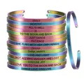 Bracelet en acier inoxydable arc-en-ciel gravé citation d'inspiration Positive manchette Mantra