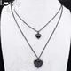 Collier gothique Double couche avec pendentif en forme de cœur pour femmes en acier inoxydable