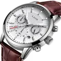 LIGE-Montre de sport à quartz étanche pour homme chronographe en cuir date automatique marque