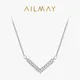 Ailmay-Collier pendentif en argent regardé 925 véritable pour femme forme géométrique exquise CZ