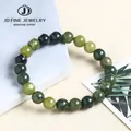 JD Bracelets en pierre naturelle de jade vert du Canada perles d'agate d'émeraude Vintage bracelet