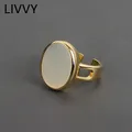 LIVVY – bague à disque rond ovale lisse couleur argent pour femmes bijoux cadeaux tendance 2021