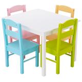 Kids Wooden Table Chair Set 5 Pieces Set Playroom Furniture
