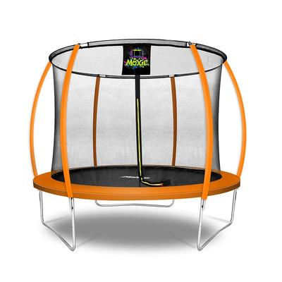 Machrus Moxie Pumpkin-Shaped Outdoor Trampoline Set with Premium Top-Ring Frame Safety Enclosure, 10 FT - Orange - 10 FT