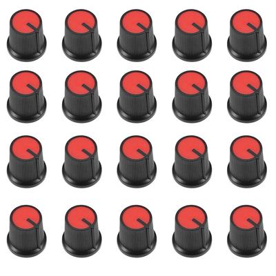 20Pcs Plastic Potentiometer Volume Control Rotary Knob Knurled Shaft Hole - #A red-20pcs