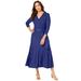 Plus Size Women's Wrap Sweater Dress by Jessica London in Ultra Blue (Size 22/24) Midi Length Made in USA