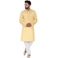 SKAVIJ Kurta Pajama Set for Men Long Sleeve Cotton Evening Dress Suit Beige S