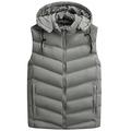 AUBIG Mens Body Warmers Gilet, Mens Zip Up Hooded Jacket, Mens Winter Sleeveless Jacket Hoodie, Body Warmer Down Vest Coat Outwear Gray 3XL