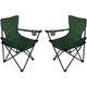 Lot de 2 chaises pliantes pour la pêche/le camping avec porte-gobelet - charge maximale :120 kg