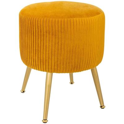 Atmosphera - Hocker Solaro senffarben aus plissiertem Samt créateur d'intérieur Image