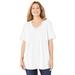 Plus Size Women's Suprema® Short Sleeve V-Neck Tee by Catherines in White (Size 0X)