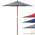 Wooden Parasol 2m Adjustable Garden Umbrella UV 30+ Showerproof Canopy (Grey)