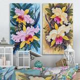 East Urban Home Vintage Forest Orchids - 2 Piece Wrapped Canvas Painting Set Canvas in Pink/White | 20 H x 24 W x 1 D in | Wayfair