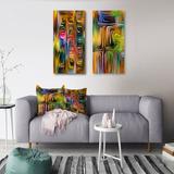 East Urban Home Colour Fusion I Color Fusion I - 2 Piece Wrapped Canvas Painting Set Metal in Green/Yellow | 32 H x 32 W x 1 D in | Wayfair