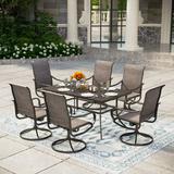 Lark Manor™ Alyah Rectangular 6 - Person 58.9" Long Outdoor Dining Set Metal in Black | 60 W x 35 D in | Wayfair 5D958987062E4583A3BB73E661BF5C99