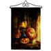 Breeze Decor Lantern Pumpkins 2-Sided Polyester 18.5" H x 13" W Flag Set in Black/Orange/Yellow | 18.5 H x 13 W in | Wayfair