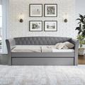 Red Barrel Studio® Twin Daybed w/ Trundle Upholstered/Faux leather in Blue | 34.5 H x 42 W x 85 D in | Wayfair B8683EE246BA4604BB8D4376599AFB55