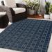 Navy/White Rectangle 5' x 7' Area Rug - Union Rustic Abisai Geometric Indoor/Outdoor Area Rug 60.0 x 0.08 in blue/Polyester | Wayfair