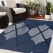 Blue/Navy 108 x 0.08 in Area Rug - Dakota Fields Cornejo Geometric Navy/White Indoor/Outdoor Area Rug Polyester | 108 W x 0.08 D in | Wayfair