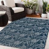 Blue/Navy 96 x 0.08 in Area Rug - Winston Porter Antoun Floral Navy Indoor/Outdoor Area Rug Polyester | 96 W x 0.08 D in | Wayfair