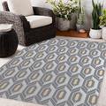 Gray/White 96 x 0.08 in Area Rug - George Oliver Breac Geometric Gold/Gray/Ivory Indoor/Outdoor Area Rug Polyester | 96 W x 0.08 D in | Wayfair