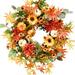 The Holiday Aisle® 24" Silk Wreath Silk in Green/Orange/Red | 24 H x 24 W x 8 D in | Wayfair C594ECB931CB47048F58FAD3C3CDF2C5