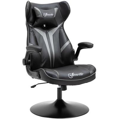 Vinsetto - Gaming Stuhl mit Rallystreifen Schwarz Weiß 67 cm x 75 cm x 112 cm - Schwarz+Grau