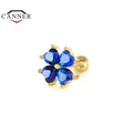 CANNER-Boucles d'oreilles Zircon bleu pour femme pendentifs d'oreille irréguliers en argent regardé