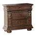 3 Drawer Wooden Nightstand with Molded and Carved Details, Brown