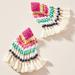 Anthropologie Jewelry | Anthropologie Baublebar Rosa Fringed Drop Earrings | Color: Pink/White | Size: Os