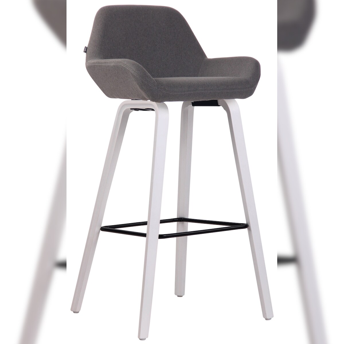 CLP Barhocker nan Stoff 4-Fuß Gestell dunkelgrau/weiß (eiche) Image