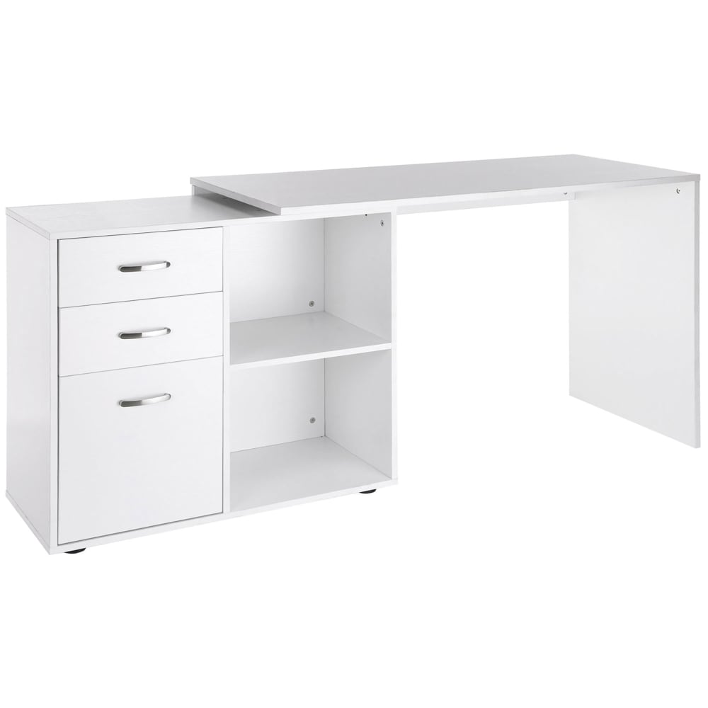 Bureau d'angle bureau droit modulable 2 en 1 blanc