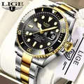 LIGE – montres de luxe étanches pour hommes montres-bracelets à Quartz pour homme montre en acier