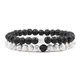 Bracelet à distance classique en pierre naturelle blanche et noire pour couples Yin Composer Yoga