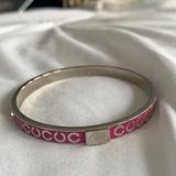 Coach Jewelry | Coach Silver C And Magenta Enamel Bangle Bracelet | Color: Pink/Silver | Size: Os
