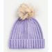 J. Crew Accessories | J. Crew Ribbed Beanie Hat Faux Fur Pom Nwt | Color: Purple | Size: Os