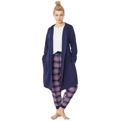 Plus Size Women's Hooded Fleece Robe by ellos in Navy (Size 2X)