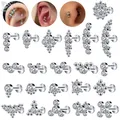 ZS – boule de Piercing Labret en acier inoxydable clou d'oreille rond en cristal CZ Cartilage