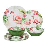 UPware 12-Piece Flamingo Melamine Dinnerware Set