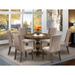 East West Furniture Dining Set- a Dining Table and Dark Khaki Linen Fabric Parson Chairs, Distressed Jacobean(Pieces Options)