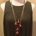 Anthropologie Jewelry | Anthro Beaded And Tassels Necklace. | Color: Orange/Silver | Size: Os