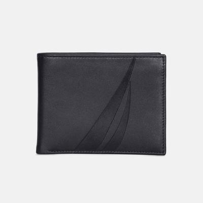 Nautica Men's Leather Bifold Passcase Wallet True Black, OS