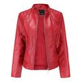 MX kingdom Women's Faux Leather Jacket Zip Vintage Slim Fitted Soft Ladies Biker Jacket Short Coat Moto