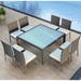 Wade Logan® Suffern Square 8 - Person 59" Long Poweder Coated Aluminum Outdoor Dining Set w/ Cushions Glass in Blue | 29.5 H x 59 W x 59 D in | Wayfair