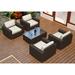 Wade Logan® Buckholtz 5 Piece Rattan Deep Seating Group Set w/ Sunbrella Cushions Synthetic Wicker/All - Weather Wicker/Wicker/Rattan | Outdoor Furniture | Wayfair