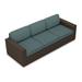 Wade Logan® Buckholtz Patio Sofa w/ Cushions Wood/All - Weather Wicker/Wicker/Rattan/Plastic/Sunbrella® Fabric Included in Gray | Wayfair