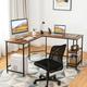 Inbox Zero Bellapais L-Shape Desk Wood/Metal in Black/Brown/Gray | 29.5 H x 54.5 W x 54.5 D in | Wayfair B71A93BC97374E86999D29DFED315C35