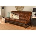 The Twillery Co.® Stratford Full 76" Futon Frame & Mattress Faux Leather/Wood/Solid Wood in Brown | 37 H x 76 W x 31 D in | Wayfair