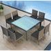 Wade Logan® Suffern Square 8 - Person 59" Long Poweder Coated Aluminum Outdoor Dining Set w/ Cushions Glass in Blue | 29.5 H x 59 W x 59 D in | Wayfair